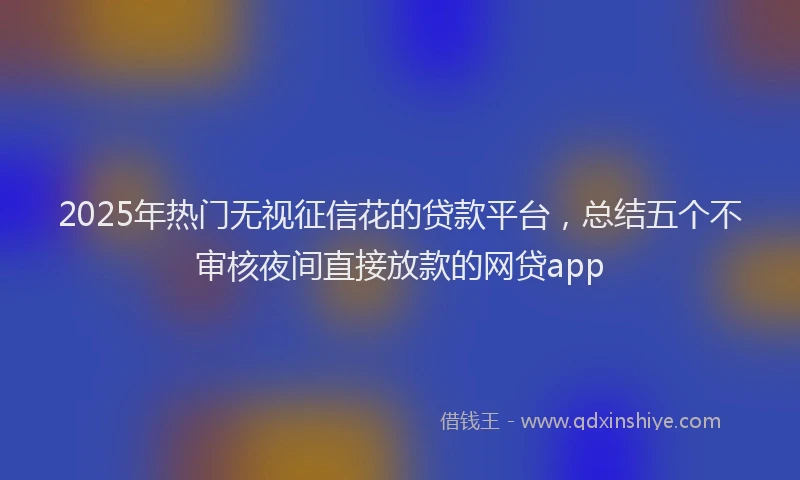 2025年热门无视征信花的贷款平台，总结五个不审核夜间直接放款的网贷app