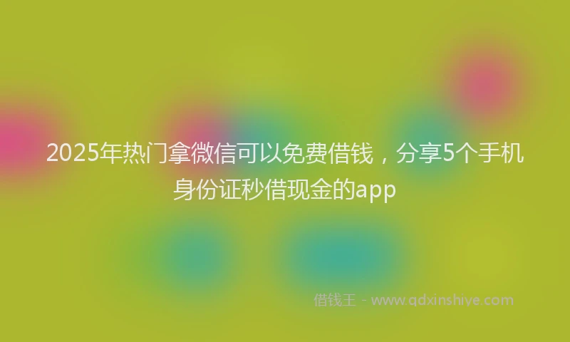 2025年热门拿微信可以免费借钱，分享5个手机身份证秒借现金的app