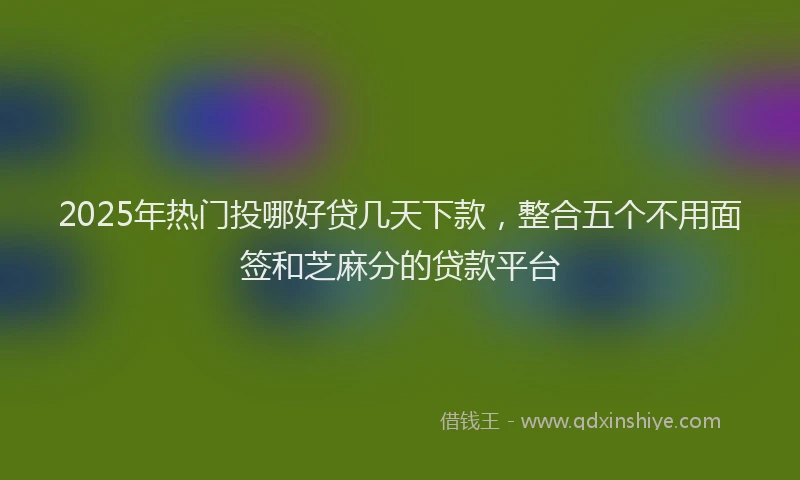 2025年热门投哪好贷几天下款，整合五个不用面签和芝麻分的贷款平台
