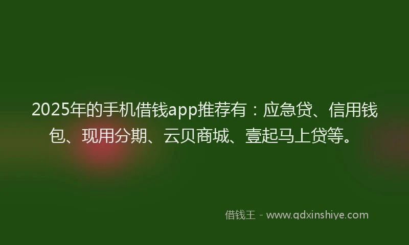 2025年的手机借钱app推荐有：应急贷、信用钱包、现用分期、云贝商城、壹起马上贷等。