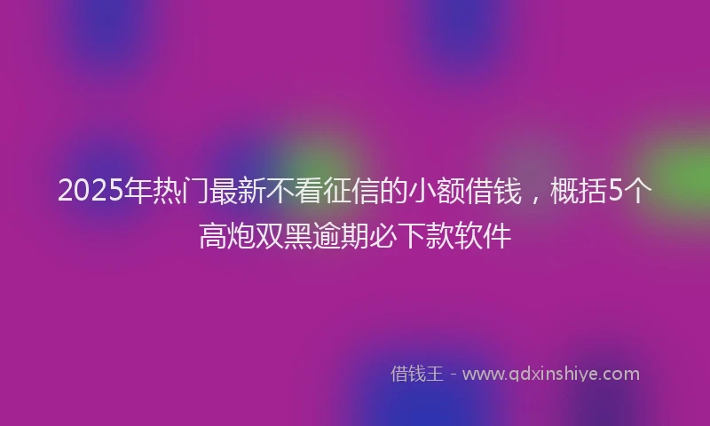 2025年热门最新不看征信的小额借钱，概括5个高炮双黑逾期必下款软件