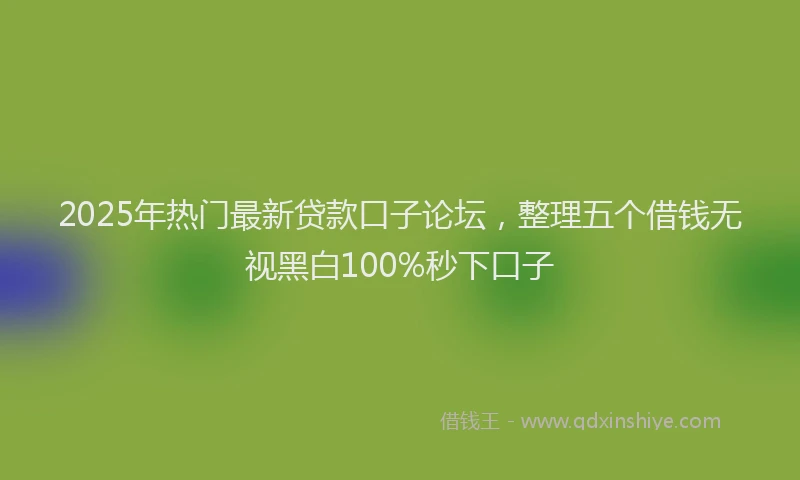 2025年热门最新贷款口子论坛，整理五个借钱无视黑白100%秒下口子