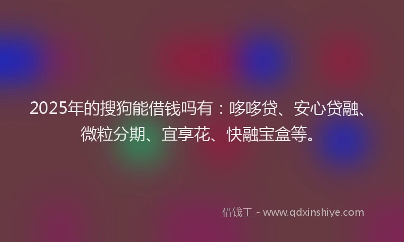 2025年的搜狗能借钱吗有：哆哆贷、安心贷融、微粒分期、宜享花、快融宝盒等。