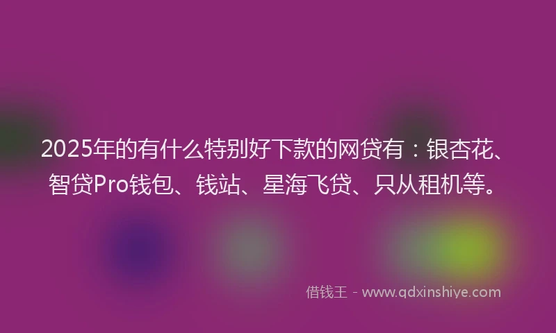 2025年的有什么特别好下款的网贷有：银杏花、智贷Pro钱包、钱站、星海飞贷、只从租机等。