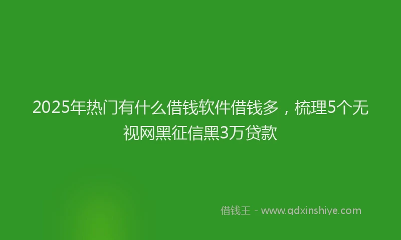 2025年热门有什么借钱软件借钱多，梳理5个无视网黑征信黑3万贷款