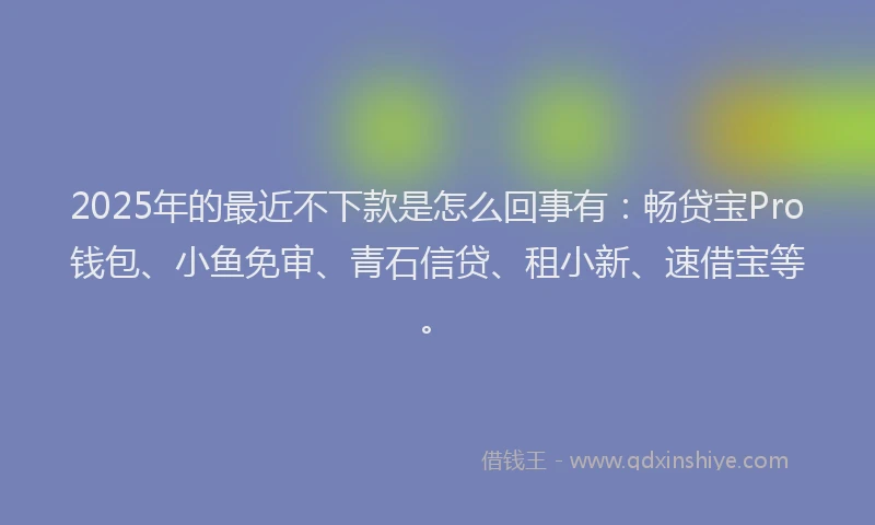 2025年的最近不下款是怎么回事有：畅贷宝Pro钱包、小鱼免审、青石信贷、租小新、速借宝等。