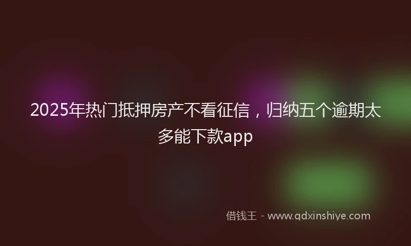 2025年热门抵押房产不看征信，归纳五个逾期太多能下款app