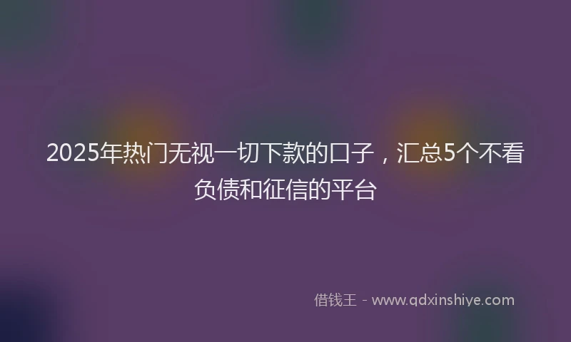 2025年热门无视一切下款的口子，汇总5个不看负债和征信的平台