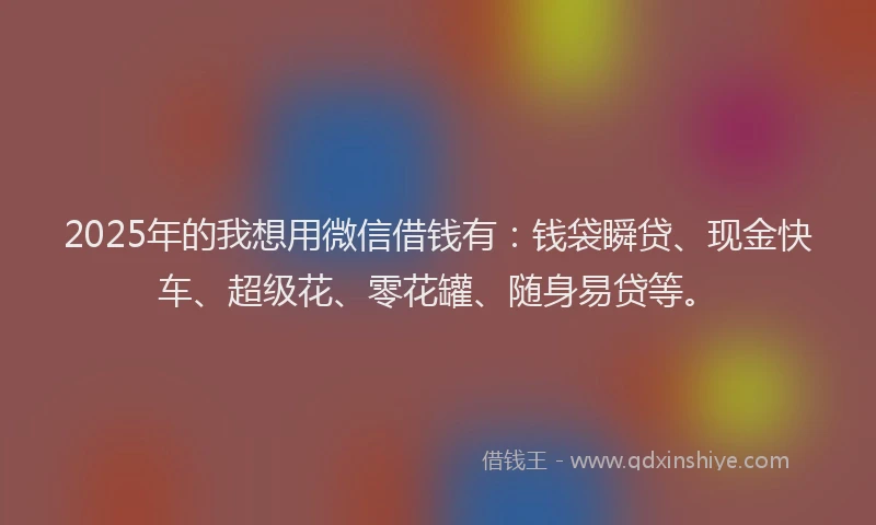 2025年的我想用微信借钱有：钱袋瞬贷、现金快车、超级花、零花罐、随身易贷等。