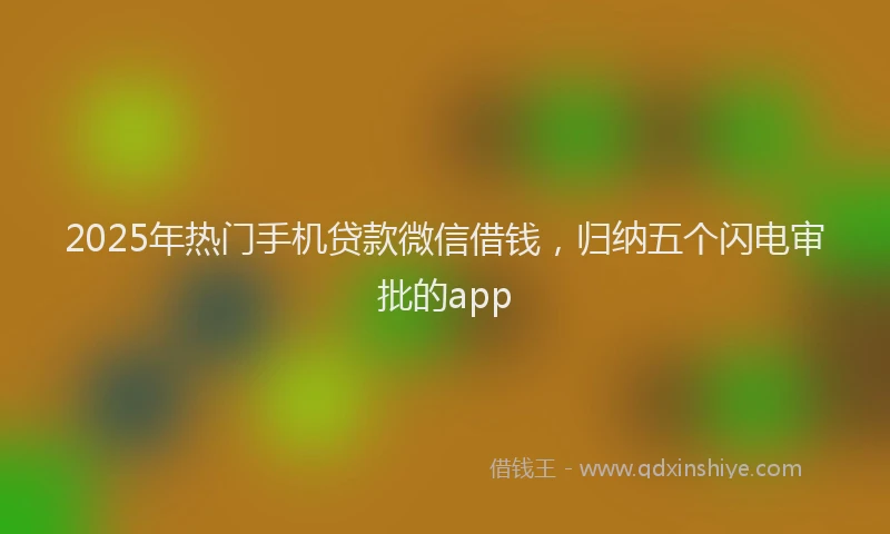 2025年热门手机贷款微信借钱，归纳五个闪电审批的app