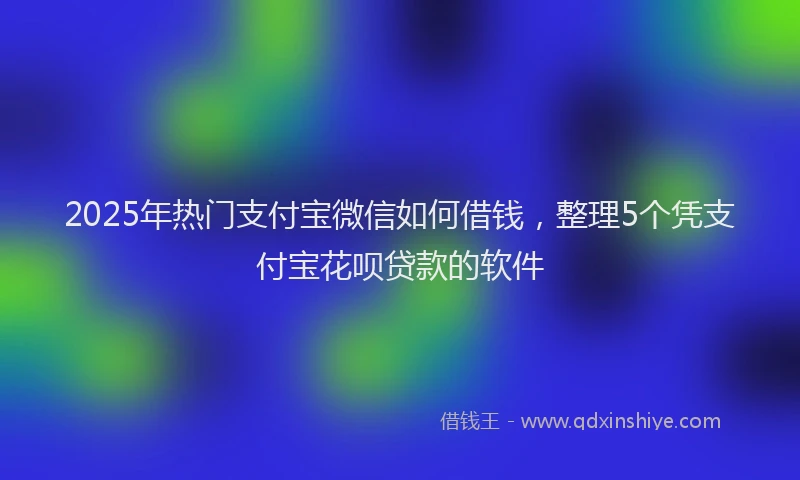 2025年热门支付宝微信如何借钱，整理5个凭支付宝花呗贷款的软件