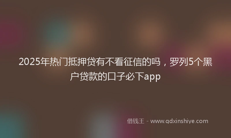 2025年热门抵押贷有不看征信的吗，罗列5个黑户贷款的口子必下app