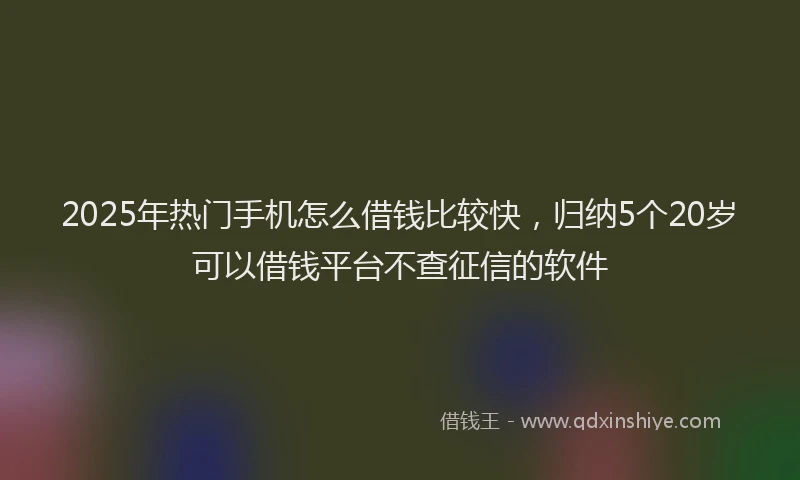 2025年热门手机怎么借钱比较快，归纳5个20岁可以借钱平台不查征信的软件