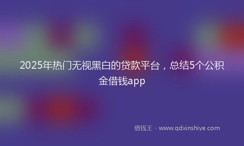 2025年热门无视黑白的贷款平台，总结5个公积金借钱app