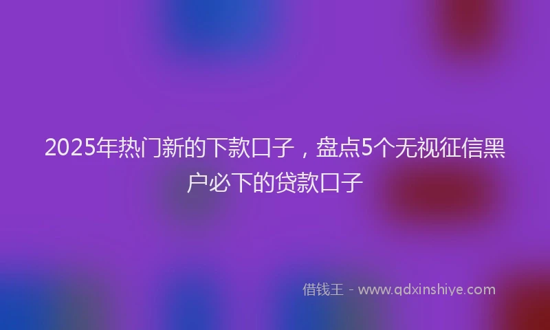 2025年热门新的下款口子，盘点5个无视征信黑户必下的贷款口子