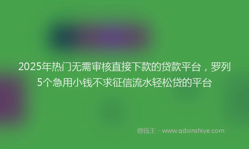 2025年热门无需审核直接下款的贷款平台，罗列5个急用小钱不求征信流水轻松贷的平台