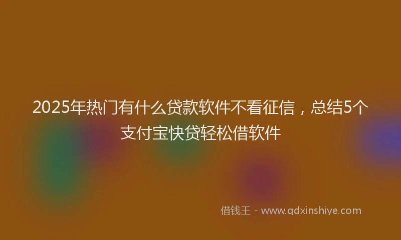 2025年热门有什么贷款软件不看征信，总结5个支付宝快贷轻松借软件