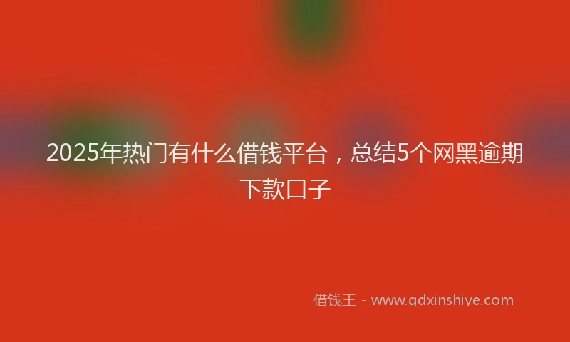 2025年热门有什么借钱平台，总结5个网黑逾期下款口子