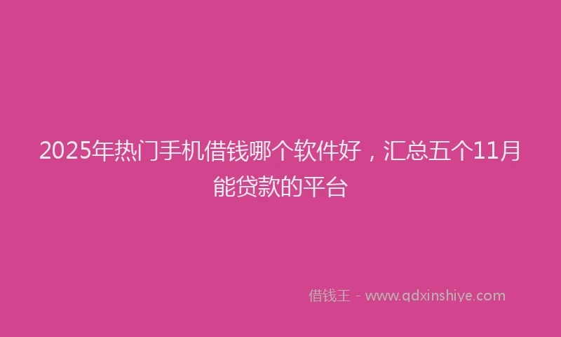 2025年热门手机借钱哪个软件好，汇总五个11月能贷款的平台
