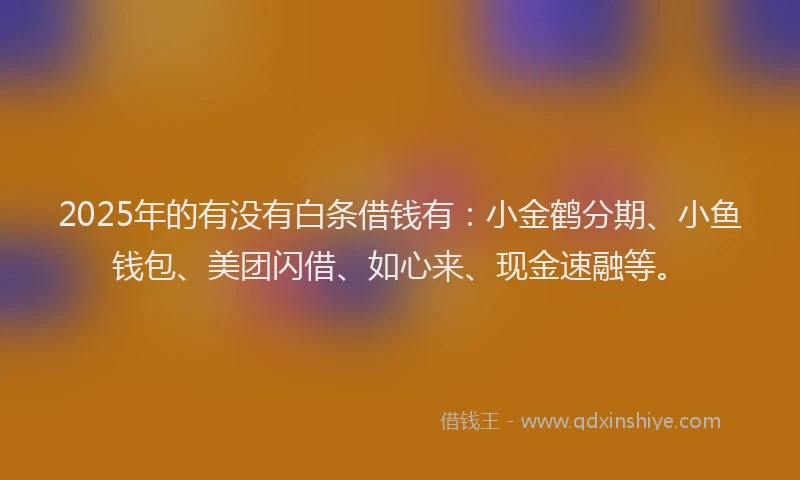 2025年的有没有白条借钱有：小金鹤分期、小鱼钱包、美团闪借、如心来、现金速融等。
