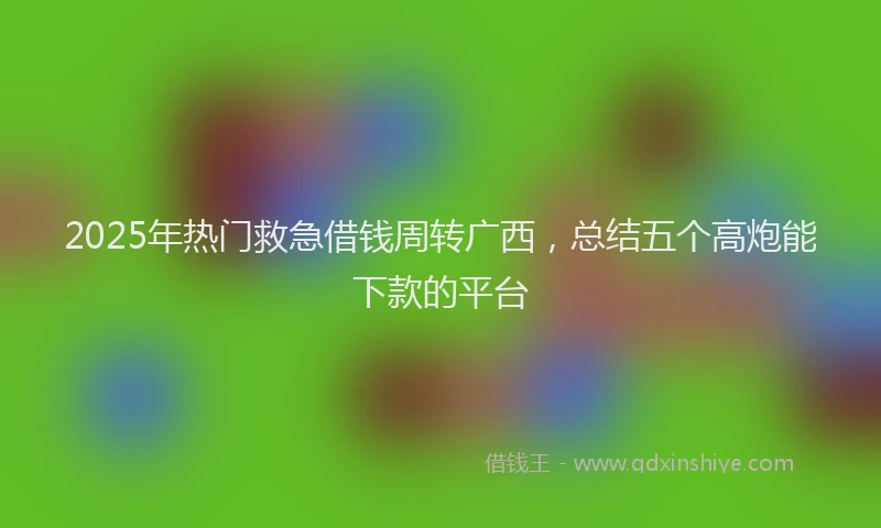2025年热门救急借钱周转广西，总结五个高炮能下款的平台