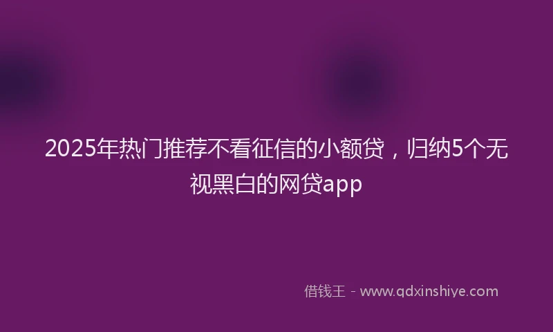 2025年热门推荐不看征信的小额贷，归纳5个无视黑白的网贷app