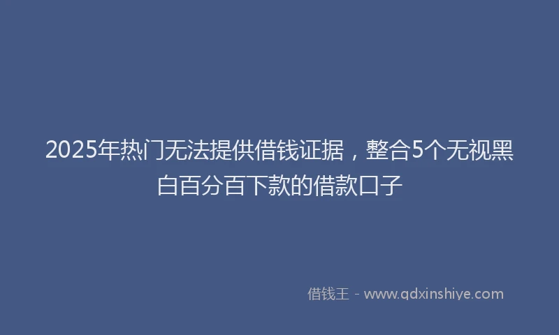 2025年热门无法提供借钱证据，整合5个无视黑白百分百下款的借款口子