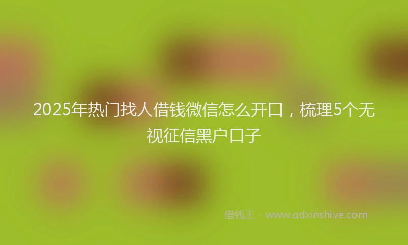 2025年热门找人借钱微信怎么开口，梳理5个无视征信黑户口子