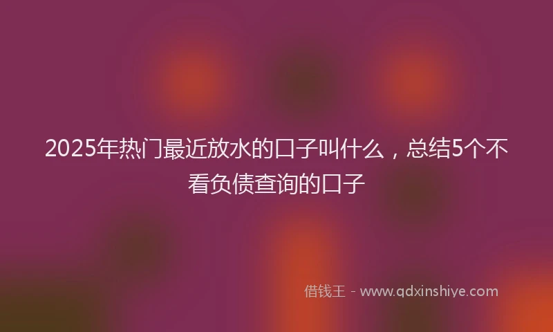2025年热门最近放水的口子叫什么，总结5个不看负债查询的口子