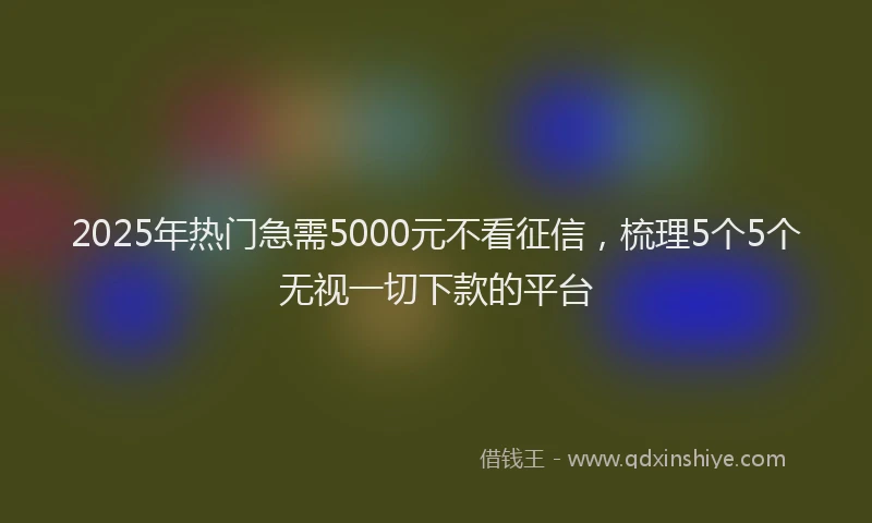 2025年热门急需5000元不看征信，梳理5个5个无视一切下款的平台