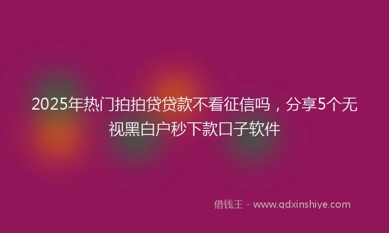 2025年热门拍拍贷贷款不看征信吗，分享5个无视黑白户秒下款口子软件