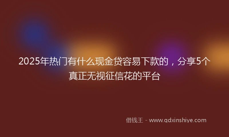 2025年热门有什么现金贷容易下款的，分享5个真正无视征信花的平台