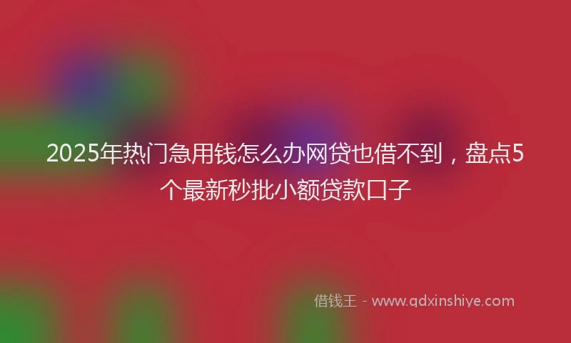 2025年热门急用钱怎么办网贷也借不到，盘点5个最新秒批小额贷款口子