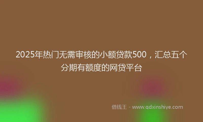 2025年热门无需审核的小额贷款500，汇总五个分期有额度的网贷平台