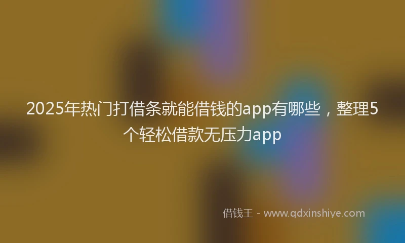 2025年热门打借条就能借钱的app有哪些，整理5个轻松借款无压力app