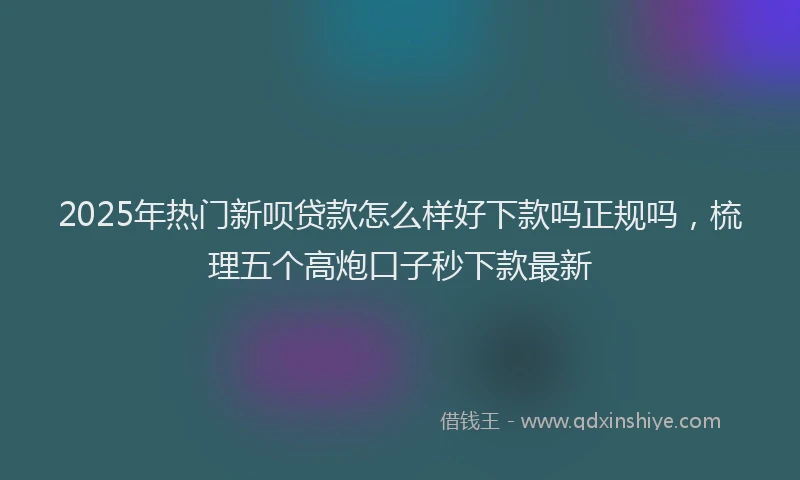 2025年热门新呗贷款怎么样好下款吗正规吗，梳理五个高炮口子秒下款最新