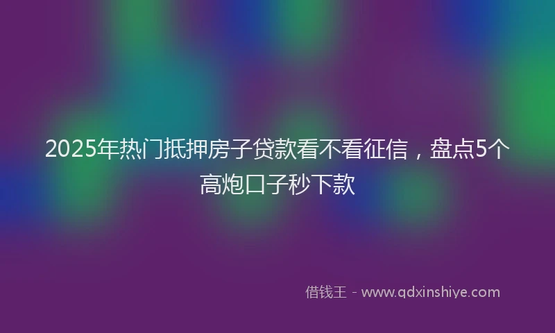 2025年热门抵押房子贷款看不看征信，盘点5个高炮口子秒下款
