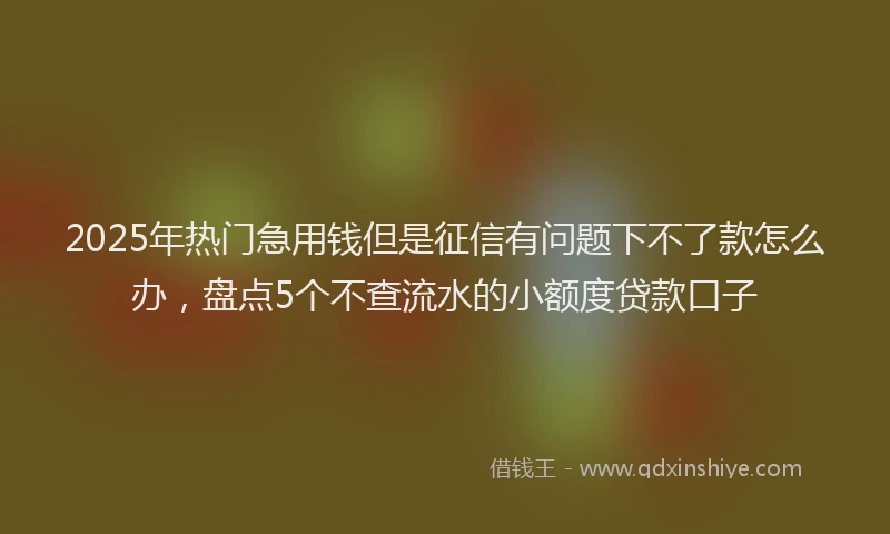 2025年热门急用钱但是征信有问题下不了款怎么办，盘点5个不查流水的小额度贷款口子