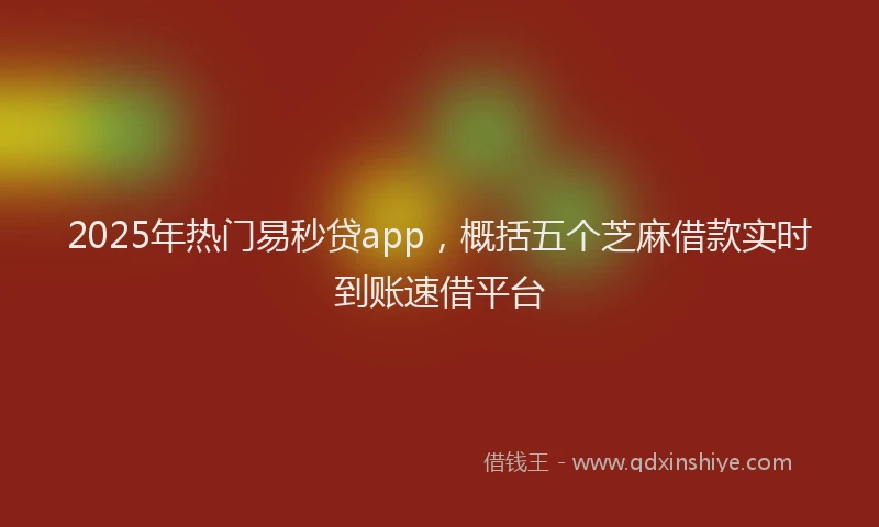 2025年热门易秒贷app，概括五个芝麻借款实时到账速借平台