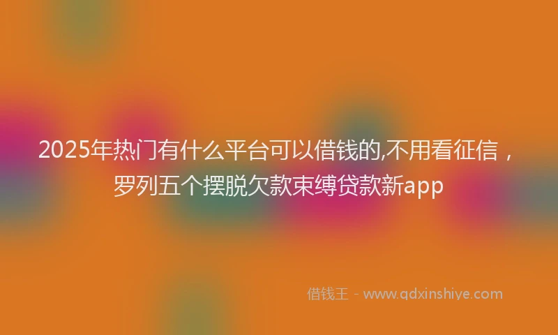 2025年热门有什么平台可以借钱的,不用看征信，罗列五个摆脱欠款束缚贷款新app