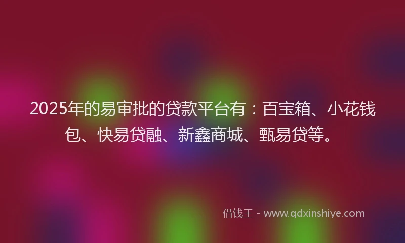 2025年的易审批的贷款平台有：百宝箱、小花钱包、快易贷融、新鑫商城、甄易贷等。