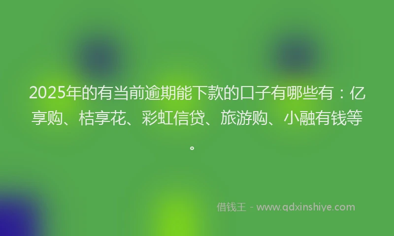 2025年的有当前逾期能下款的口子有哪些有：亿享购、桔享花、彩虹信贷、旅游购、小融有钱等。