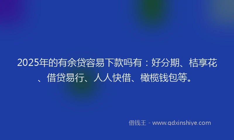 2025年的有余贷容易下款吗有：好分期、桔享花、借贷易行、人人快借、橄榄钱包等。