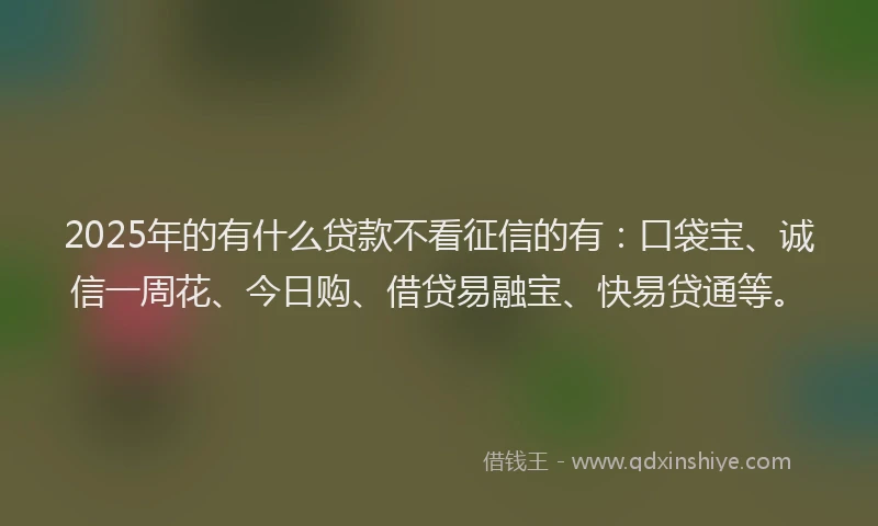 2025年的有什么贷款不看征信的有：口袋宝、诚信一周花、今日购、借贷易融宝、快易贷通等。