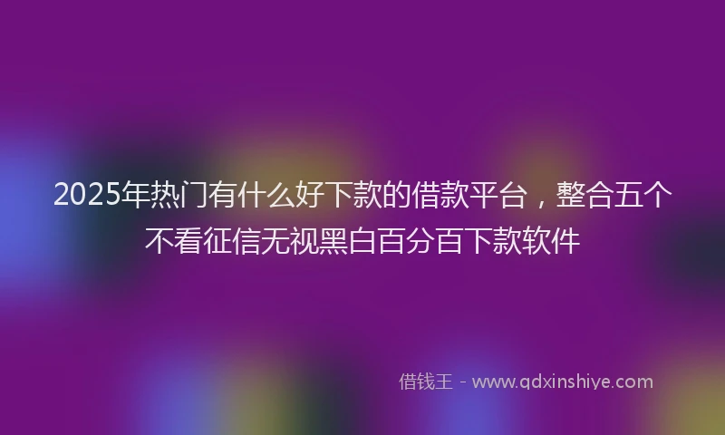 2025年热门有什么好下款的借款平台，整合五个不看征信无视黑白百分百下款软件