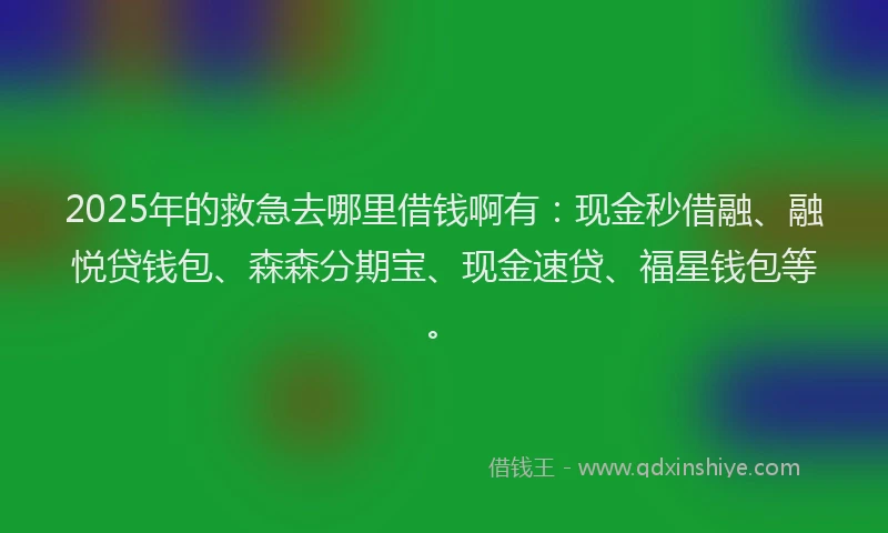 2025年的救急去哪里借钱啊有：现金秒借融、融悦贷钱包、森森分期宝、现金速贷、福星钱包等。
