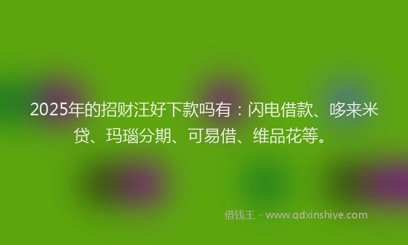 2025年的招财汪好下款吗有：闪电借款、哆来米贷、玛瑙分期、可易借、维品花等。