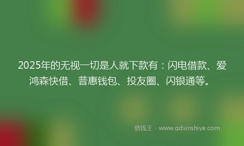 2025年的无视一切是人就下款有：闪电借款、爱鸿森快借、普惠钱包、投友圈、闪银通等。