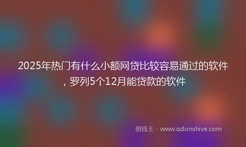 2025年热门有什么小额网贷比较容易通过的软件，罗列5个12月能贷款的软件