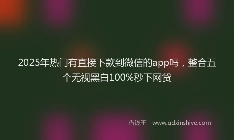 2025年热门有直接下款到微信的app吗，整合五个无视黑白100%秒下网贷